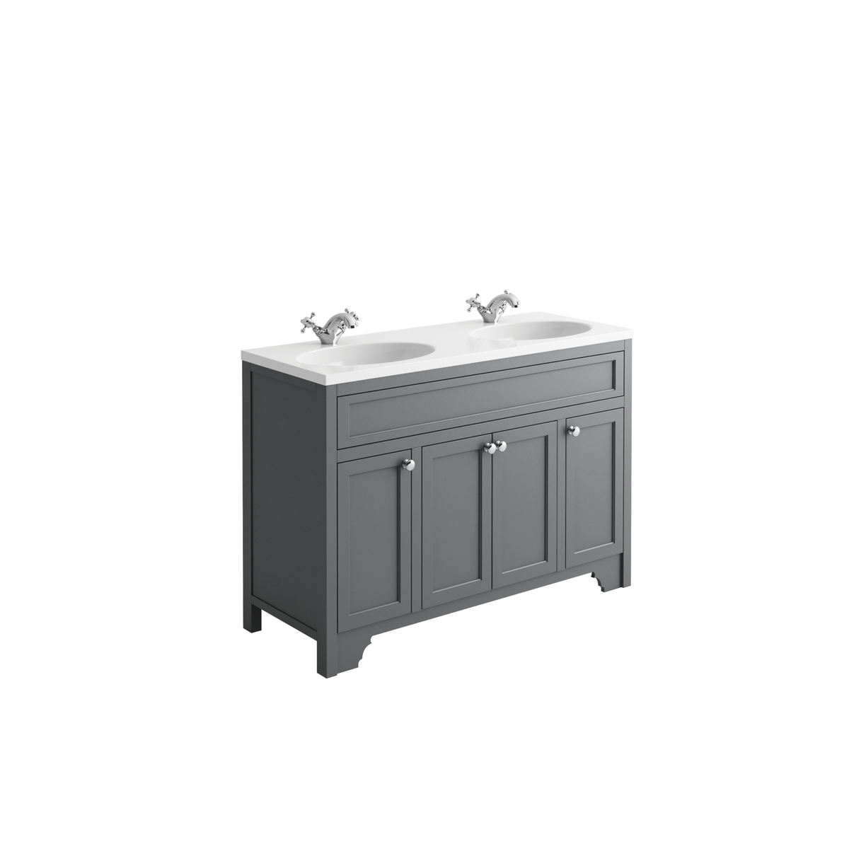 Kensington 1200mm Floorstanding Vanity Unit & Double Basin - Spa grey