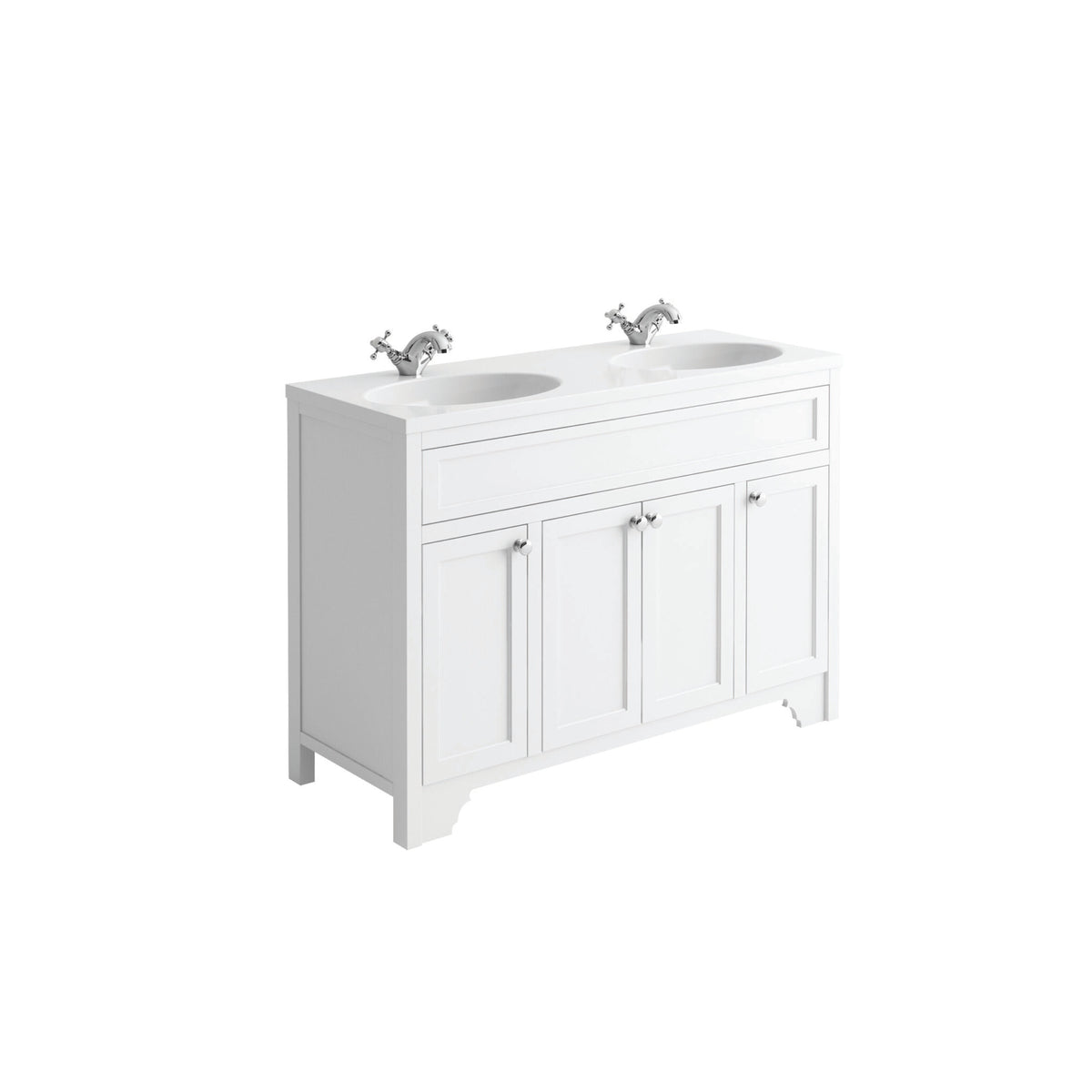Kensington 1200mm Floorstanding Vanity Unit & Double Basin - White