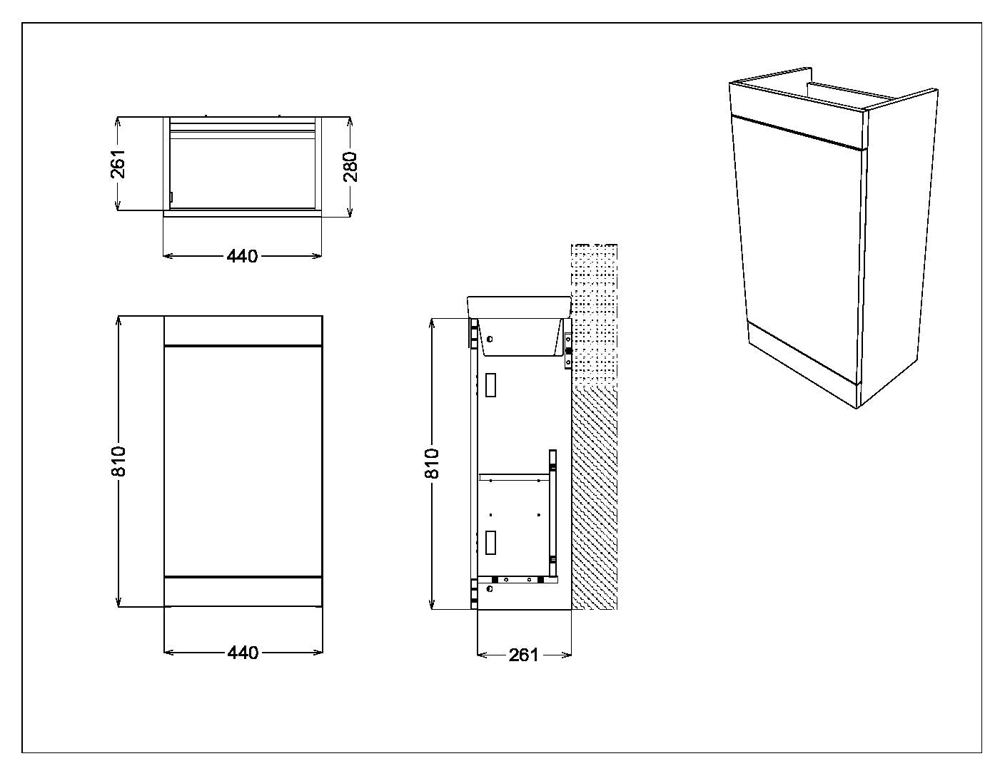 Elise 450mm Cloakroom Floorstanding Vanity Unit & Basin - Oak