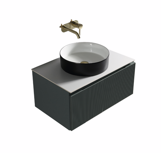 Faenza 600mm 1 Drawer Wall Mounted Vanity Unit & Counter Top - Laguna Blue