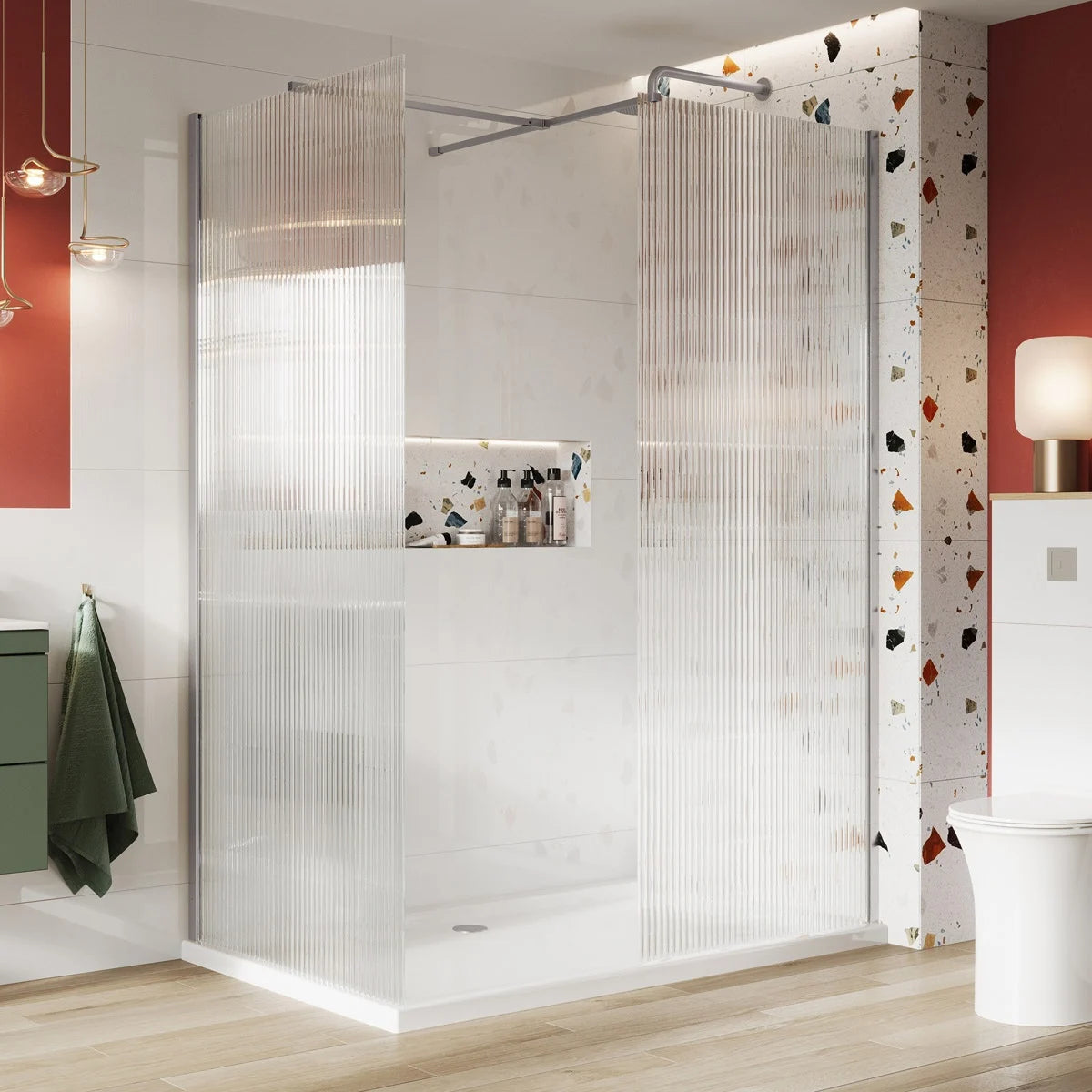 Sense8 700mm Fluted Wetroom Screen - Chrome
