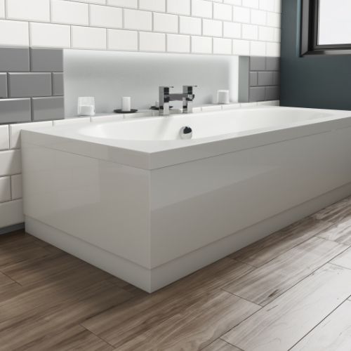 1700mm Waterproof Bath Panel With Plinth - White Gloss