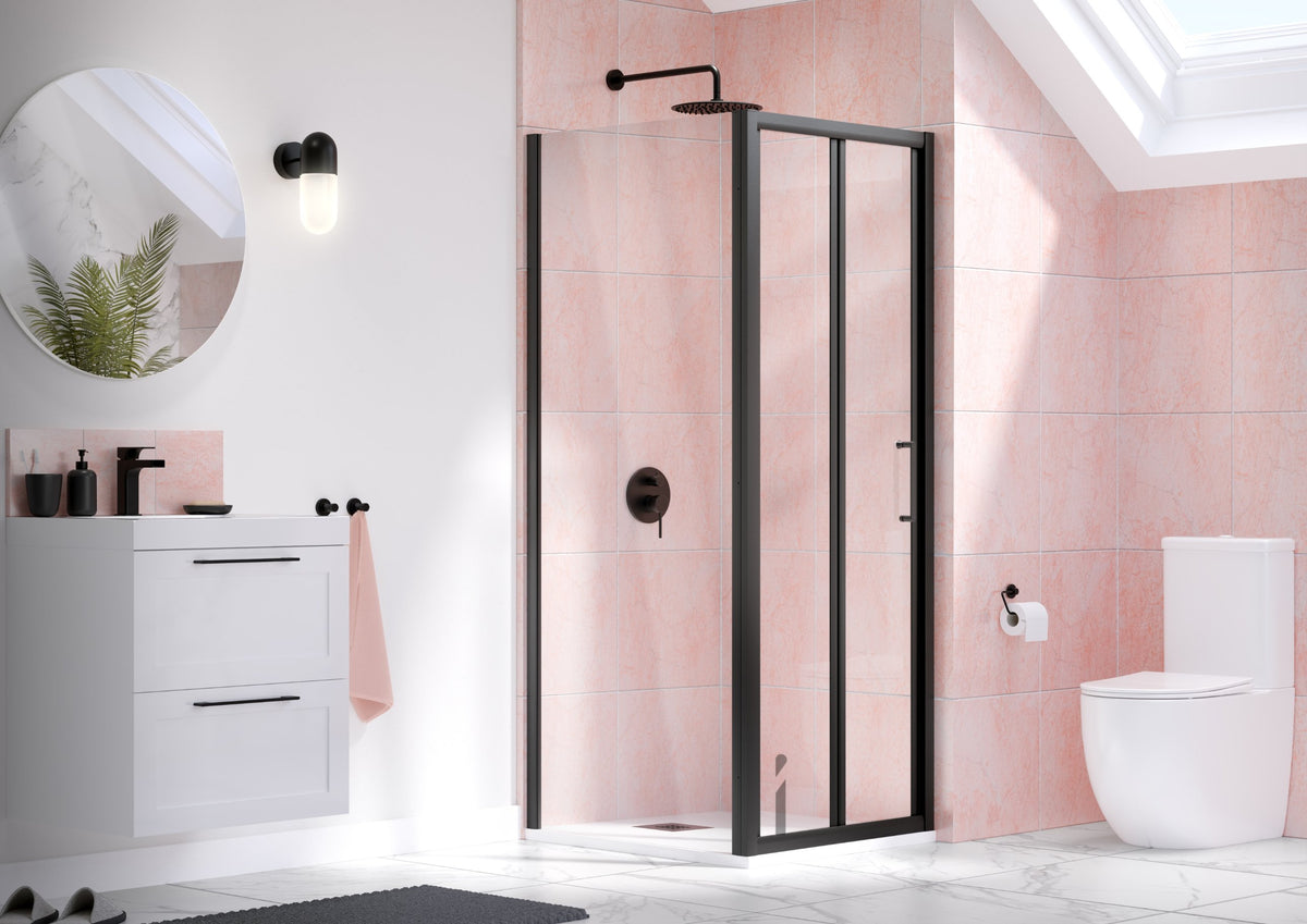 Eclipse Bifold Shower Door with Side Panel - Black