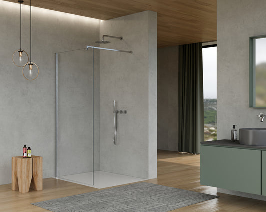 1200mm Wetroom Screen - Brushed Nickle