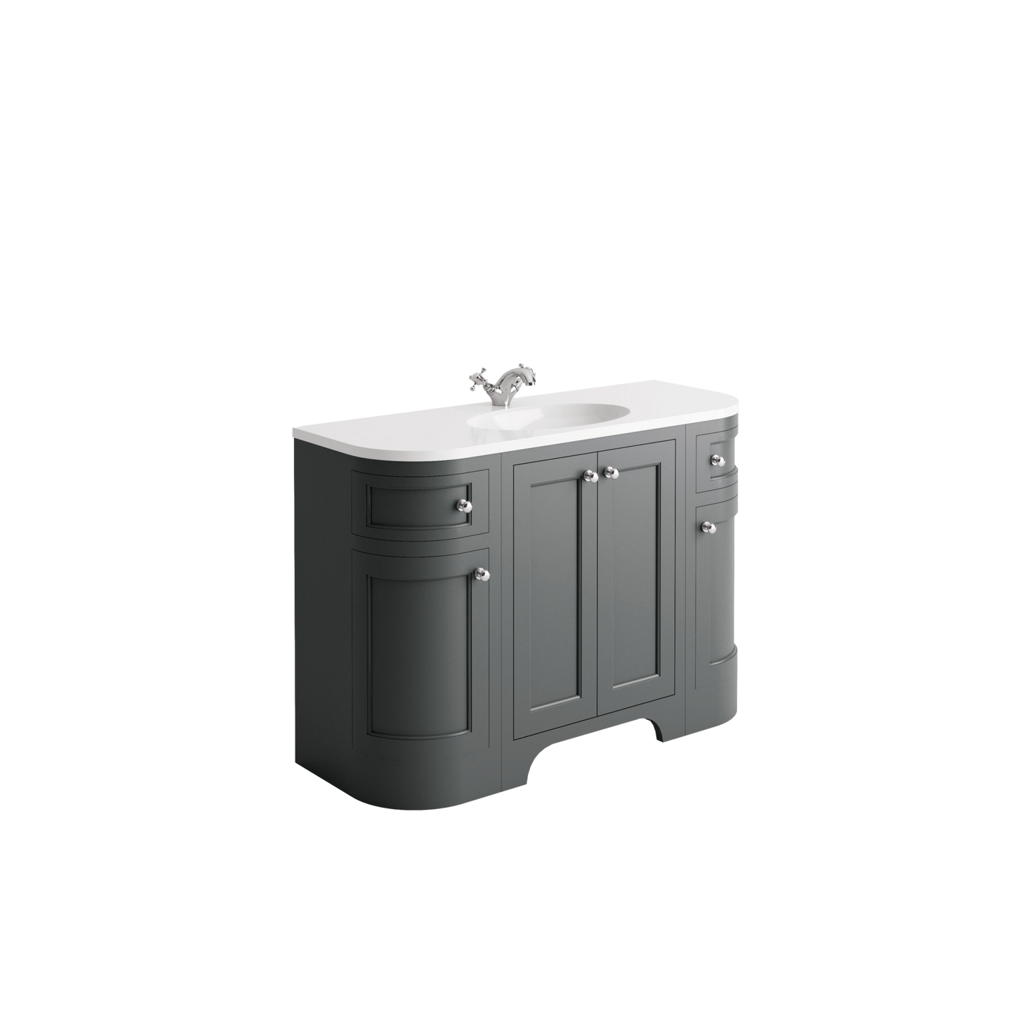 Kensington 1200mm Curved Floorstanding Vanity Unit & Basin - Anthracite