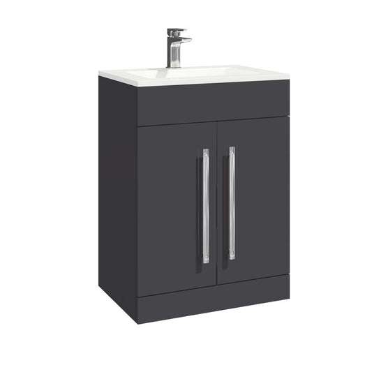 Genoa 600mm 2 Door Floorstanding Vanity Unit & Basin - Anthracite