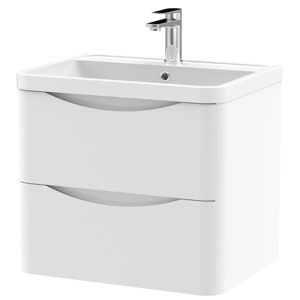 Luno 600mm Wall Mounted Vanity Unit & basin - matt white