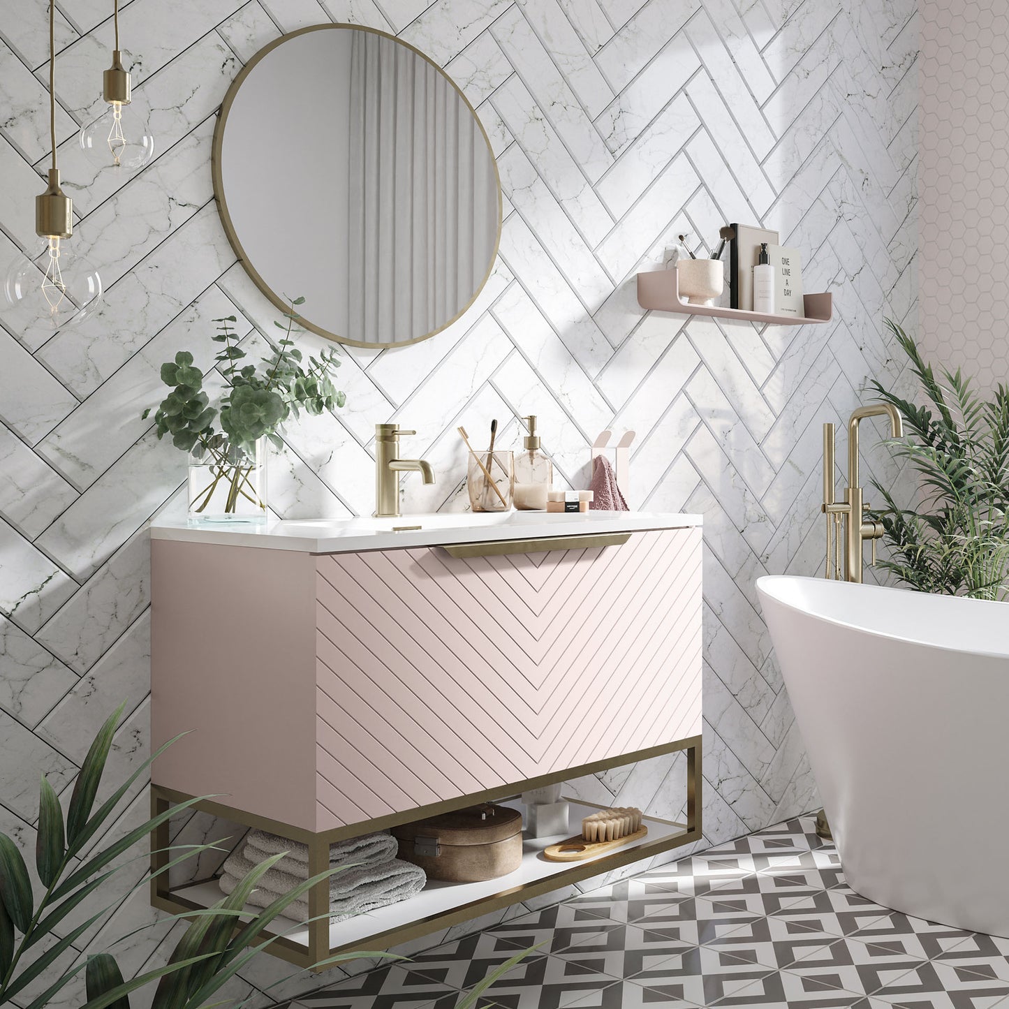 Zenith 600mm Round LED Demister Mirror - Brushed Brass