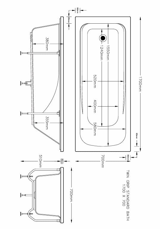 Mayfair 1700x700mm Single Ended Bath 2TH 4mm
