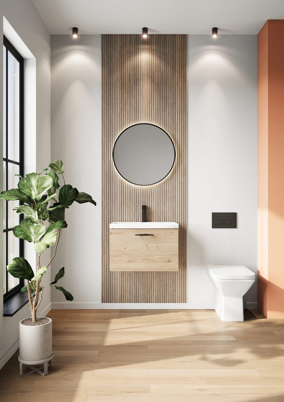 Velora 500mm Wall Mounted Vanity Unit & Basin - Oak