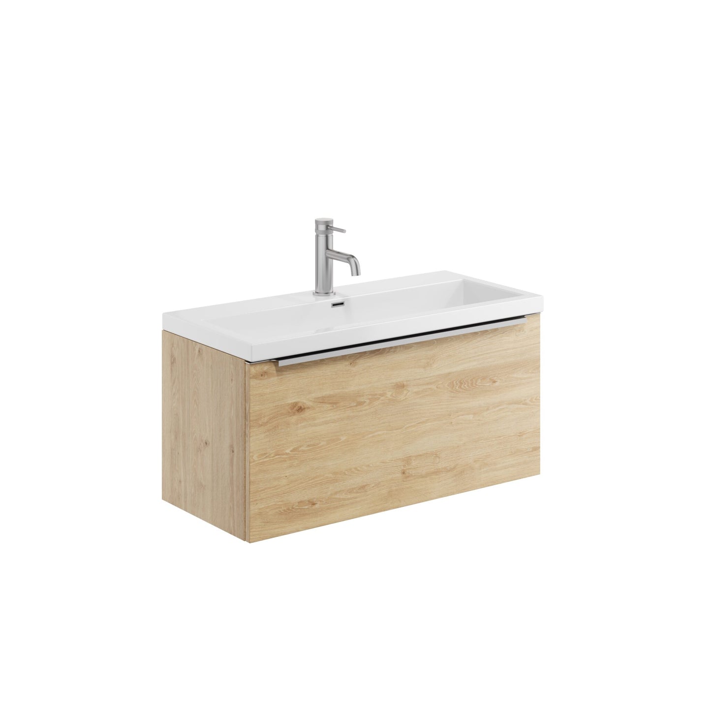 Velora 800mm Wall Mounted Vanity Unit & Basin - Oak