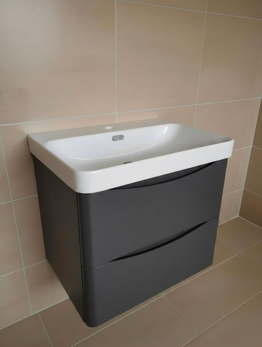 Onda 600mm Wall Mounted Vanity Unit & Basin - Anthracite