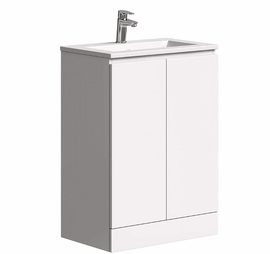 Lucca 600mm 2 Door Floorstanding Vanity Unit & Basin - White