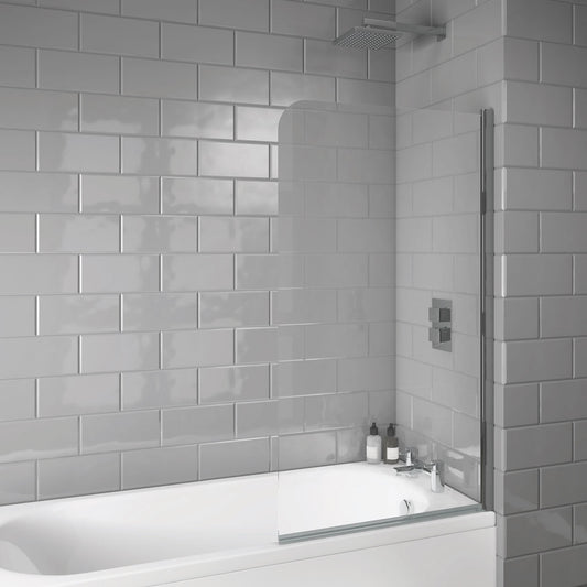Sense6 Curve Hinged Bath Screen - Chrome