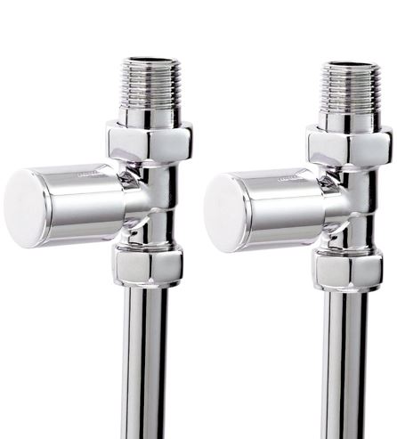 Straight Radiator Valves - Chrome