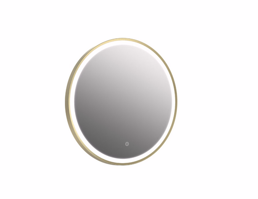 Elara Round LED Mirror with Demister & Colour Change - Brass