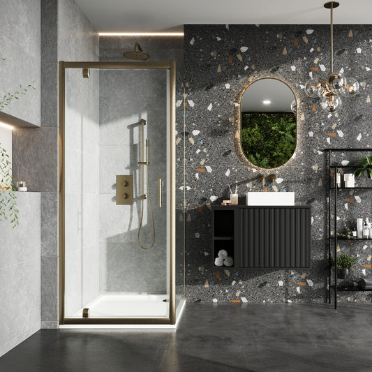 Sense6 900mm Pivot Door - Brushed Brass