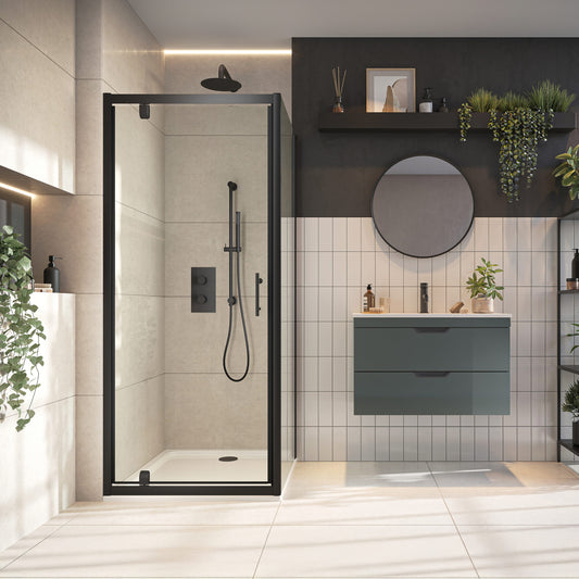 Sense6 900mm Pivot Door - Black