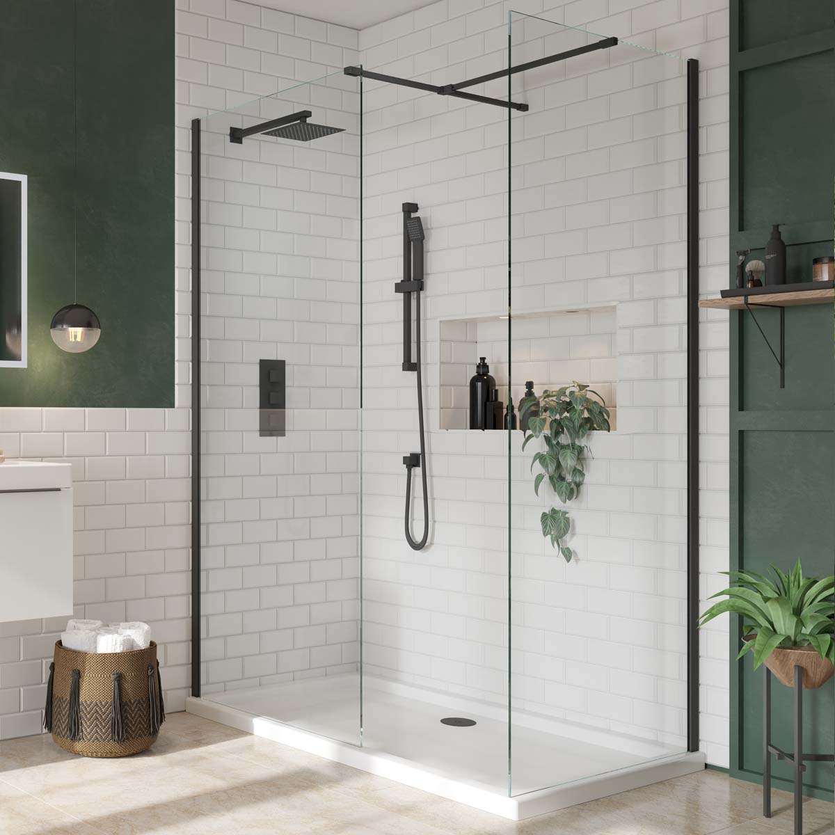 Sense8 1000mm Wetroom Screen & Support Arm - Black