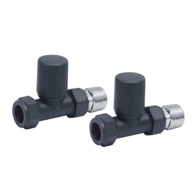 Assisi Carbon Anthracite Radiator Valve Pair
