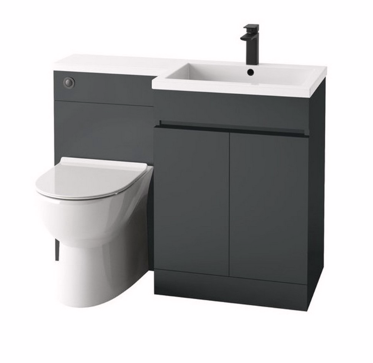 Siena 1100mm Vanity/WC Furniture Set - Anthracite Right Hand
