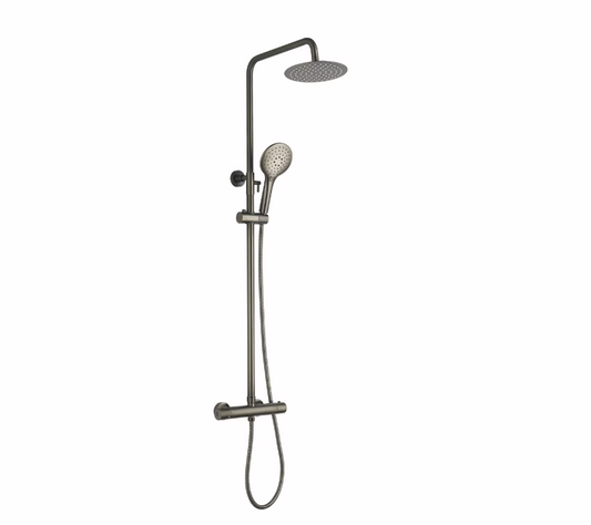 Vittorio Rosetti Signature Round Thermostatic Rainhead Bar Mixer Shower - Gunmetal