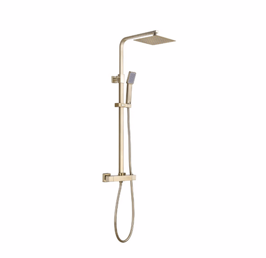 Vittorio Rosetti Square Rainhead Bar Mixer Shower - Brushed Brass