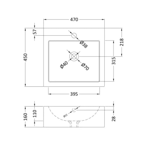 Orto Square Countertop Basin