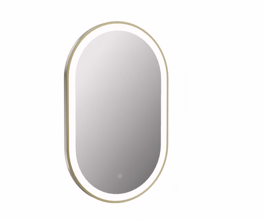 Amara 400x800mm Tablet LED mirror with Demister - Brushed Brass