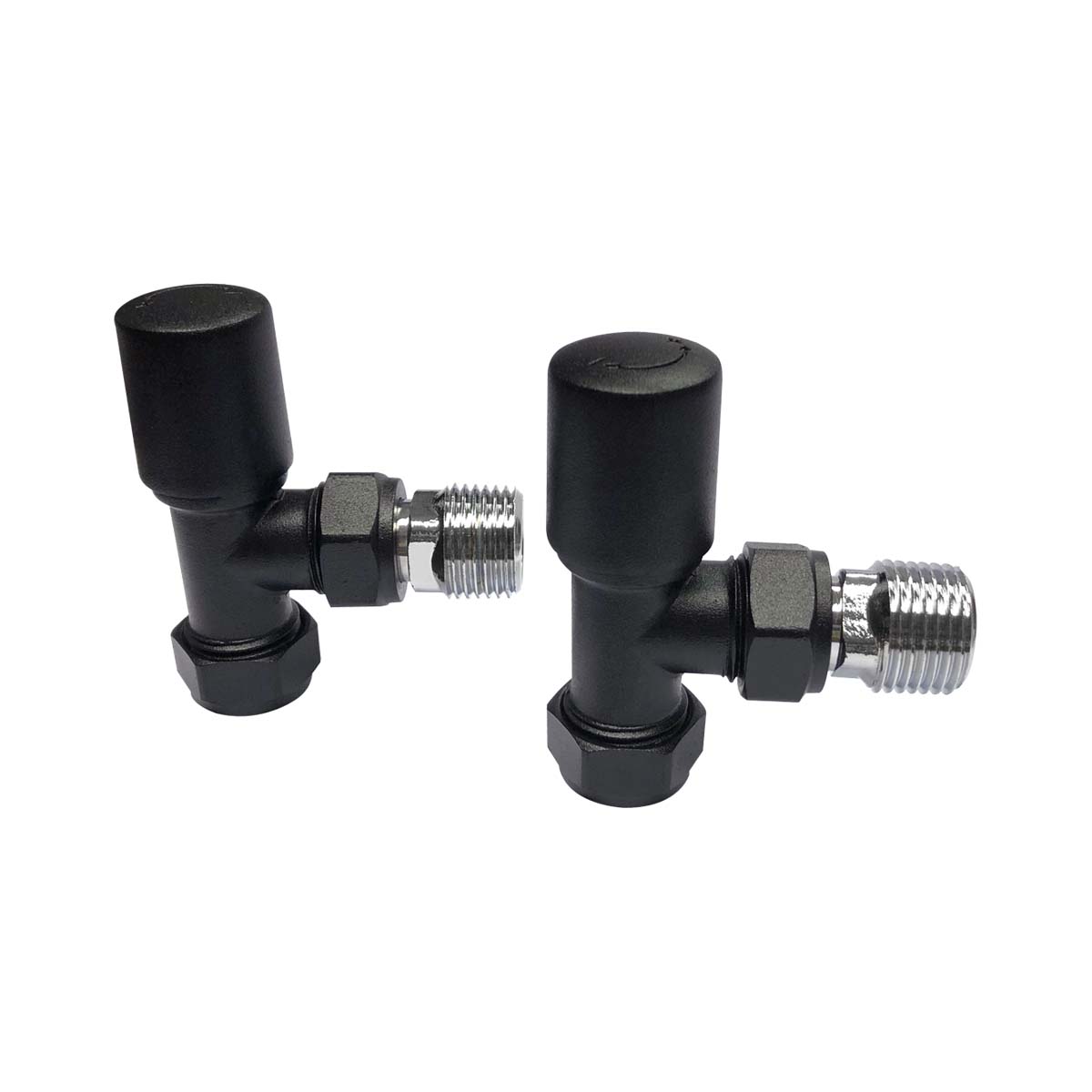 Radiator Valve Angled 15mm Pair - Black