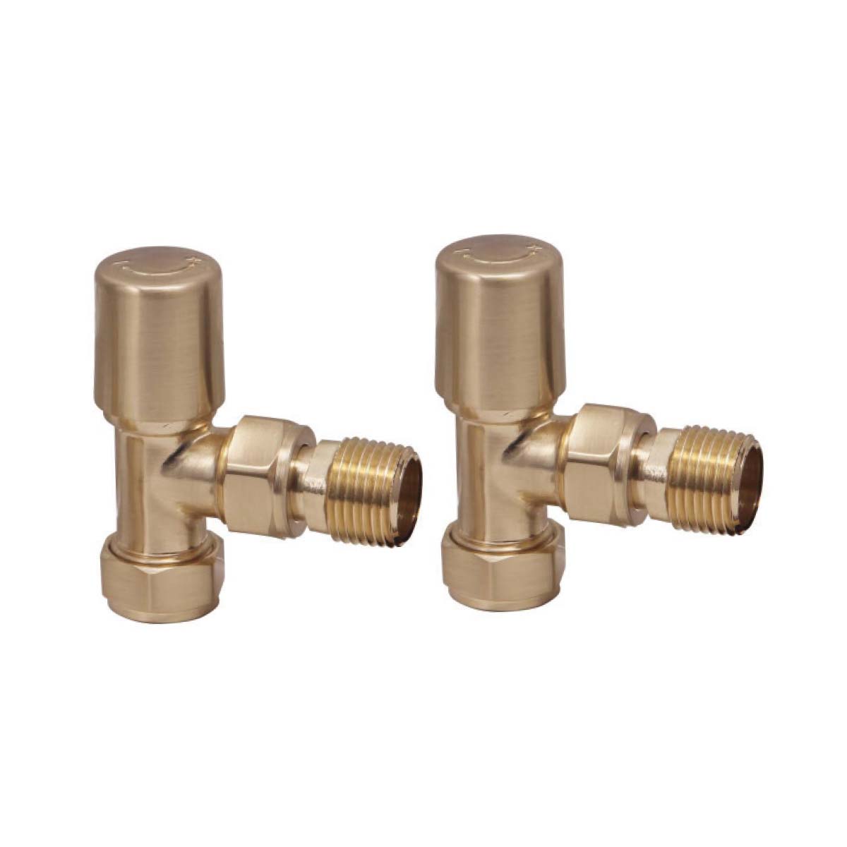 Radiator Valve Angled 15mm Pair - Brushed Brass