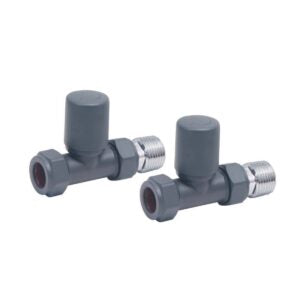 Radiator Valve Straight 15mm Pair - Anthracite