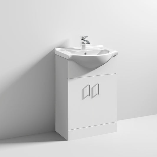 Viva 550mm Floorstanding Vanity Unit & Basin - Gloss White
