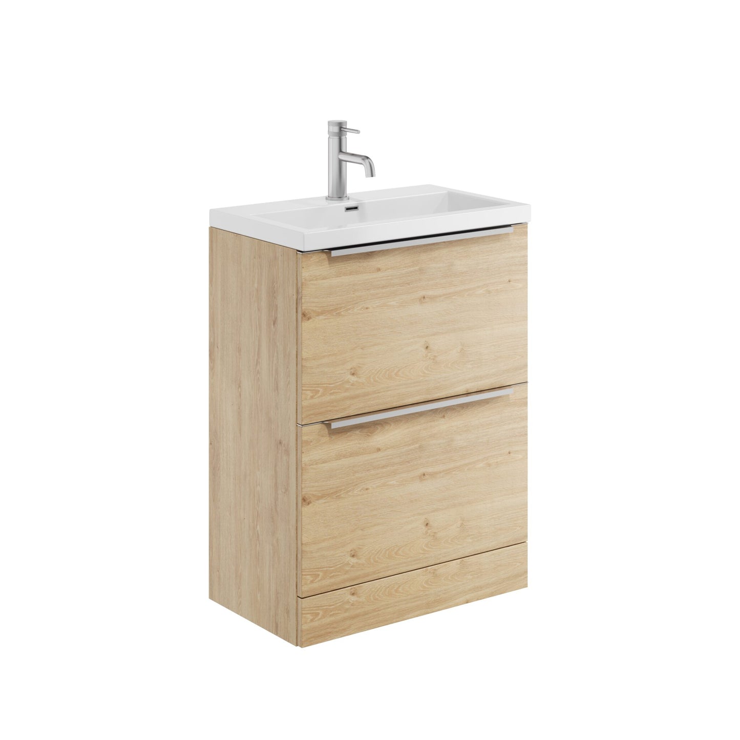 Velora 600mm Floorstanding Vanity Unit & Basin - Oak