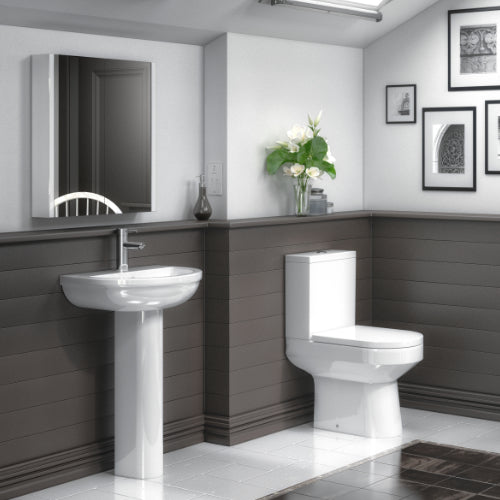Asha Back to Wall Close Coupled Toilet & Seat